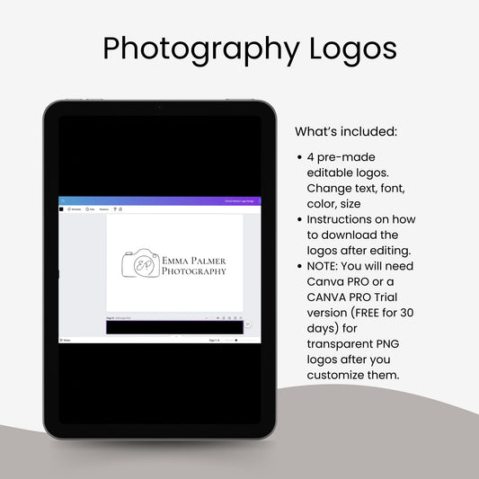Photographer Logo, Photographer Watermark Design Template, Signature Logo, Watermark Logo, Logo Template, Canva Logo Design Template