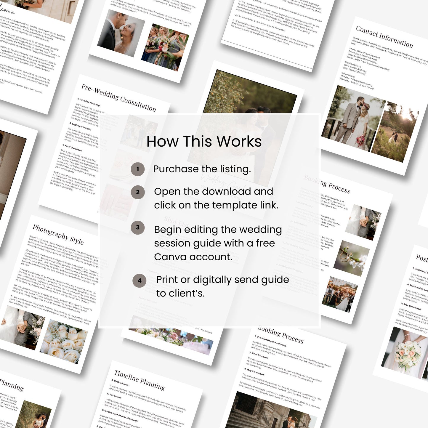 Wedding Photography Guide Template, Client Welcome Guide, Photographer Client Guide, Magazine Template, Canva Template