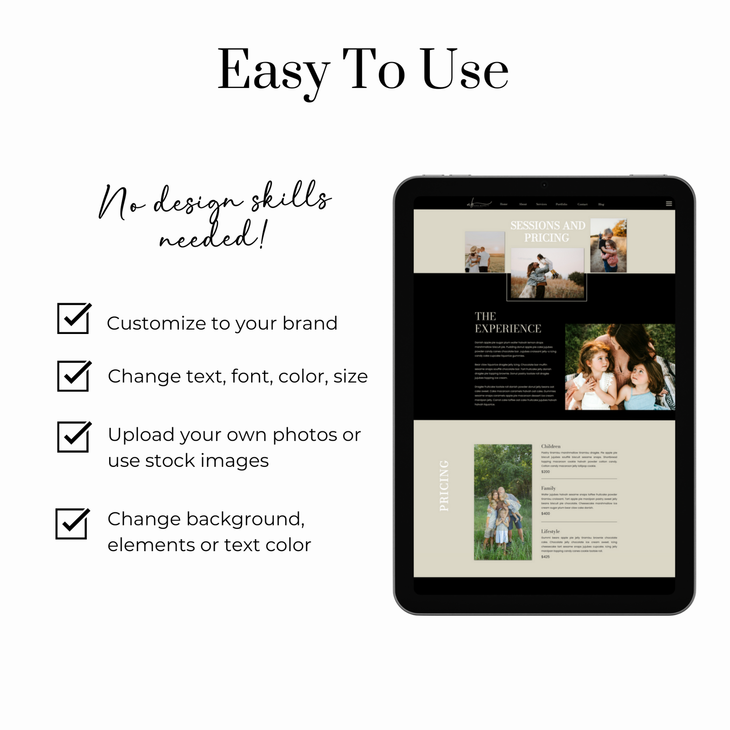 Showit Website Template for Portrait Photographers, Showit Template for Photographers, Showit Portfolio Template, Photography Website