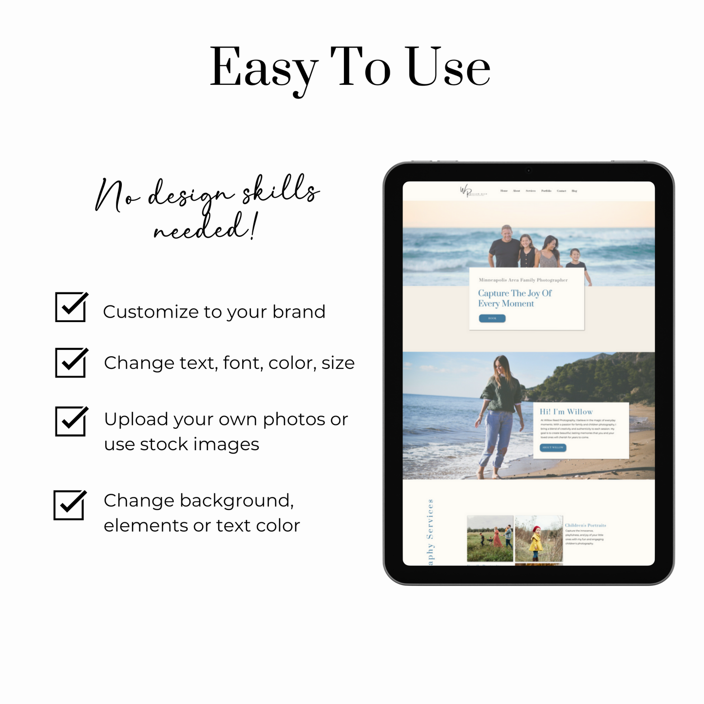 Showit Website Template for Portrait Photographer, Showit Template for Photographers, Showit Portfolio Template, Photography Website