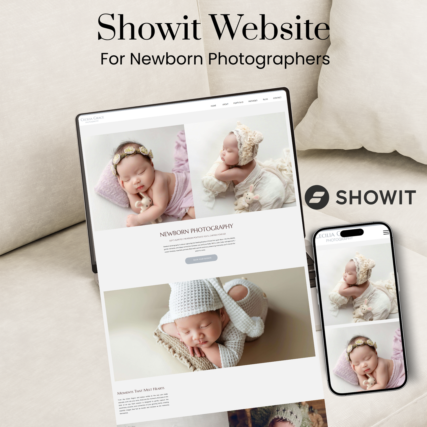 Showit Website Template for Newborn Photographers