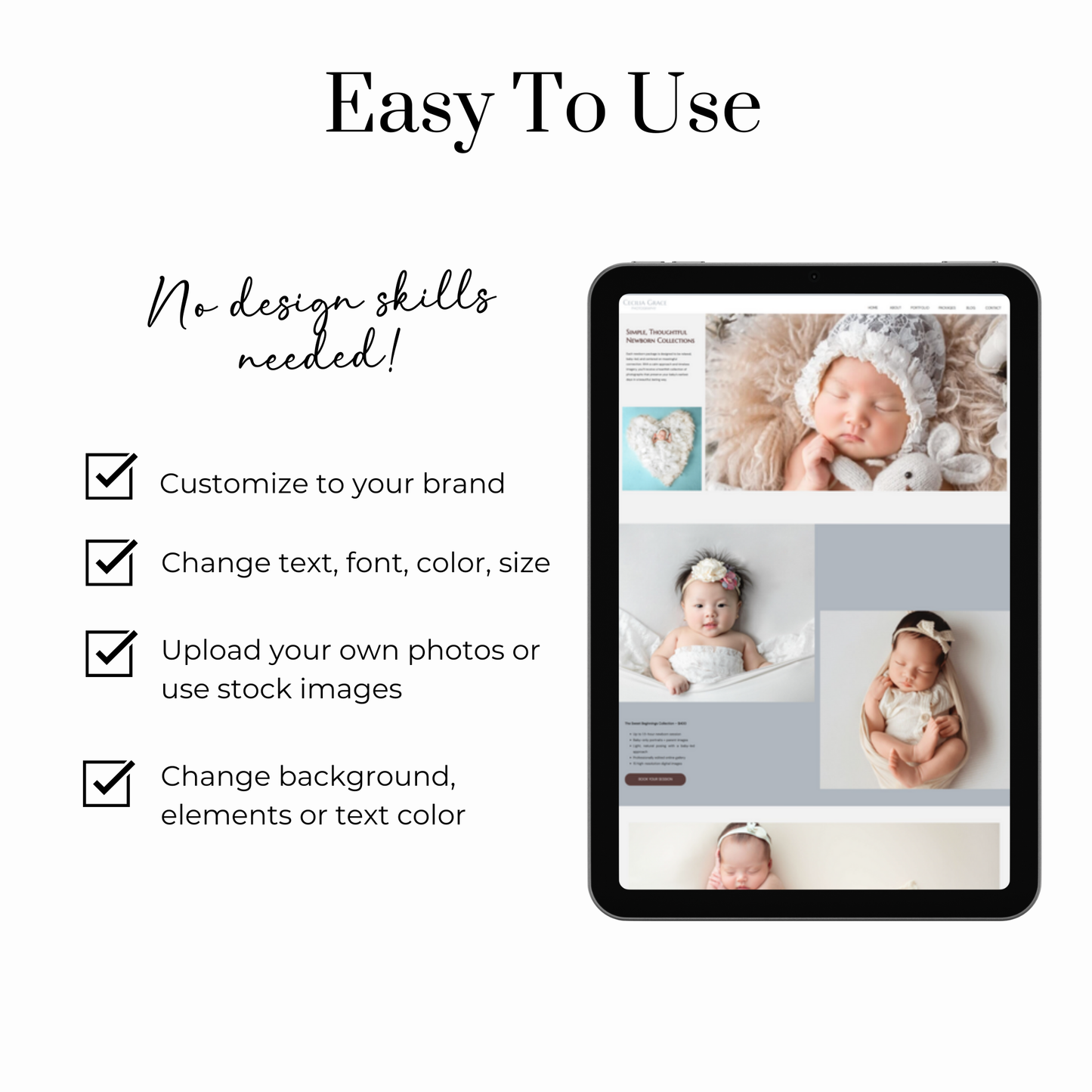 Showit Website Template for Newborn Photographers