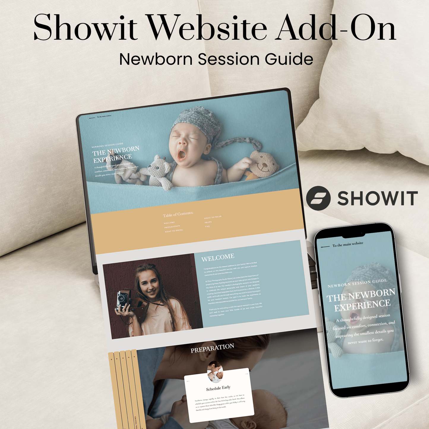 Showit Website Template Page Add-On | Newborn Session Guide