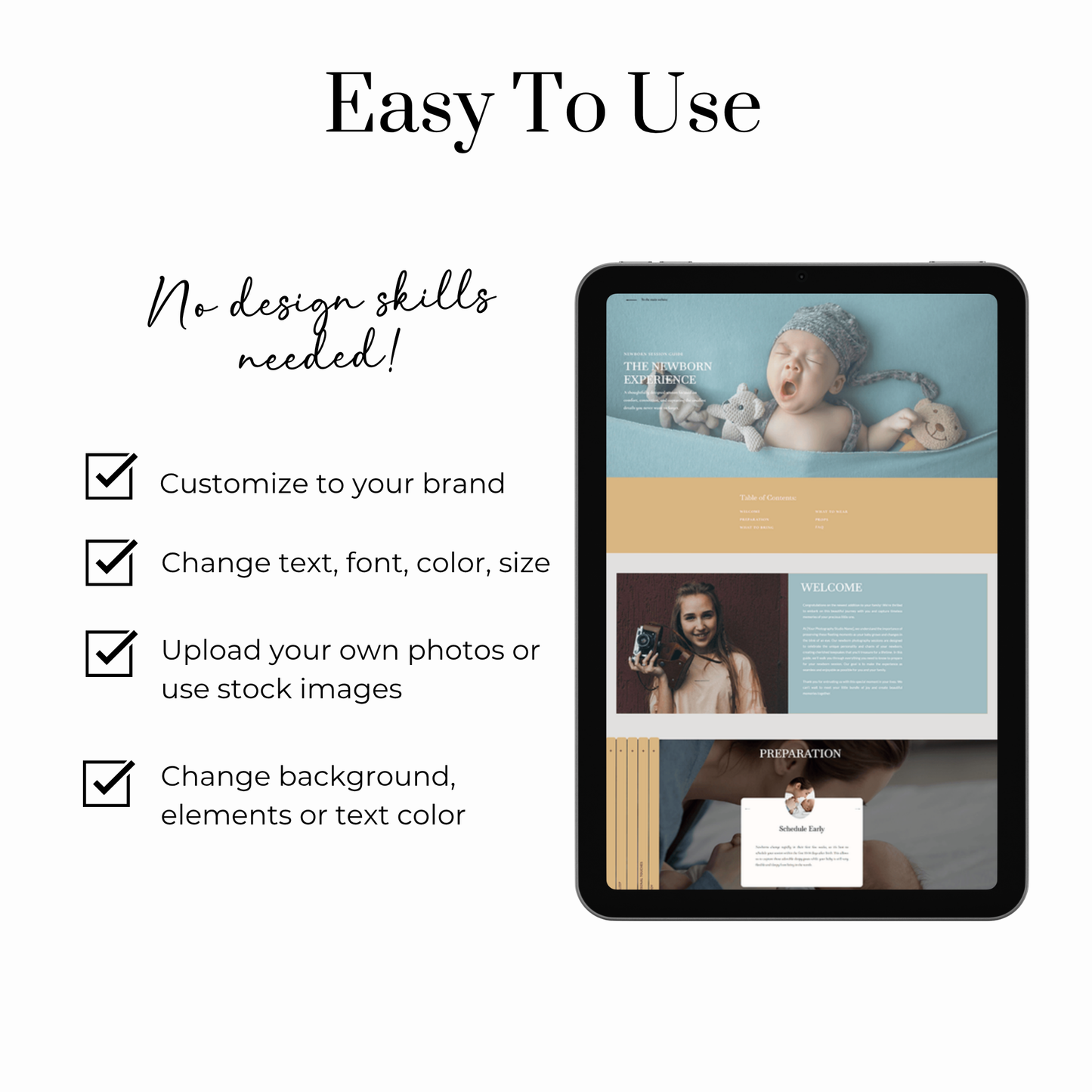 Showit Website Template Page Add-On | Newborn Session Guide
