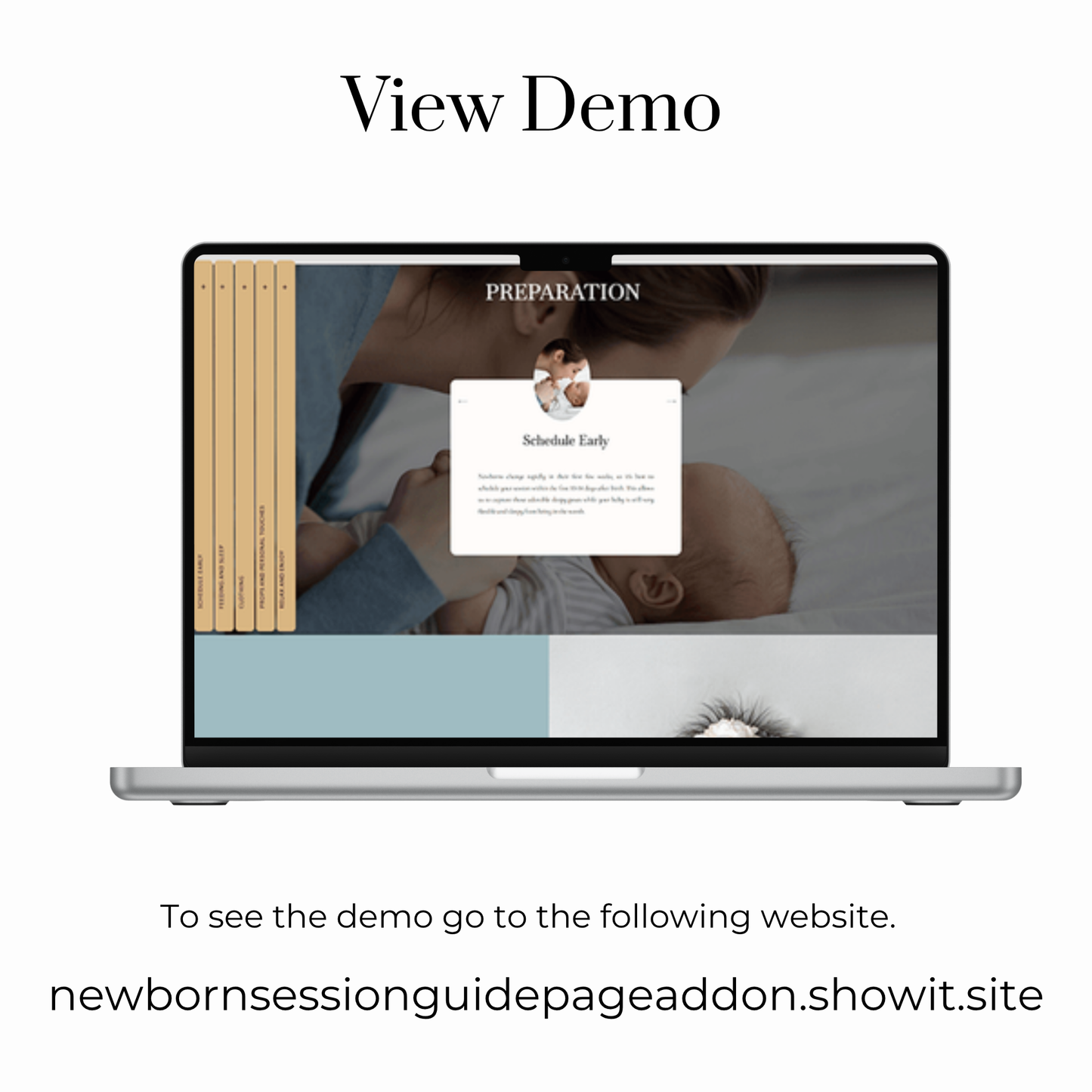 Showit Website Template Page Add-On | Newborn Session Guide