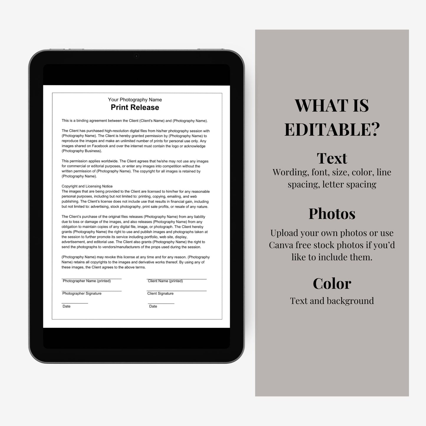 Print Release Template