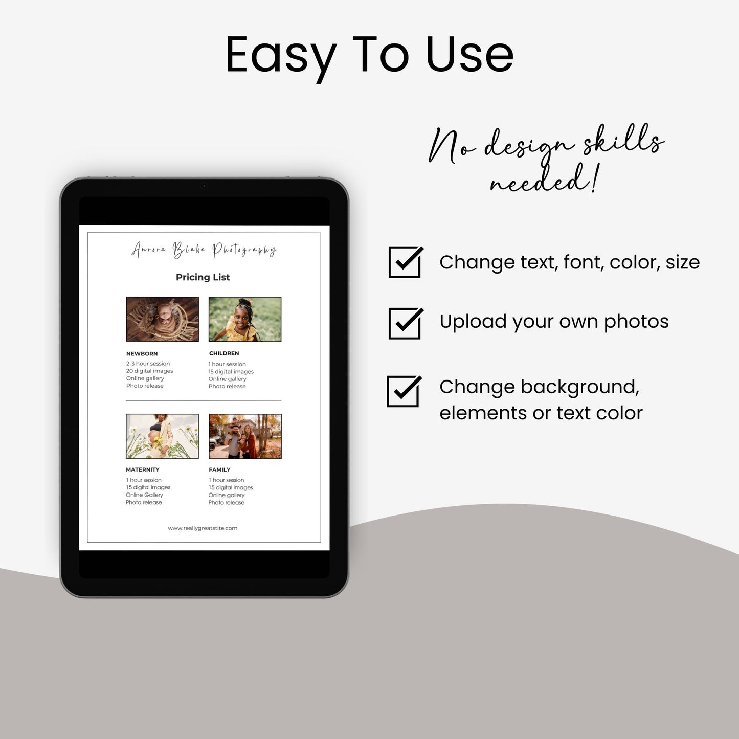 Photography Price List Template
