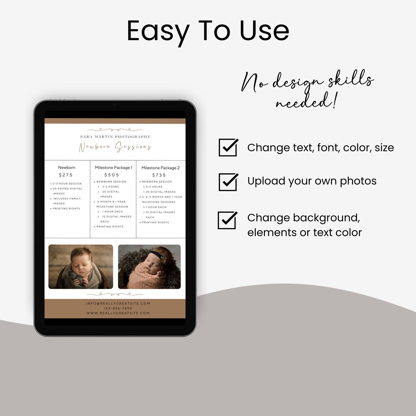 Newborn Photography Price List Template