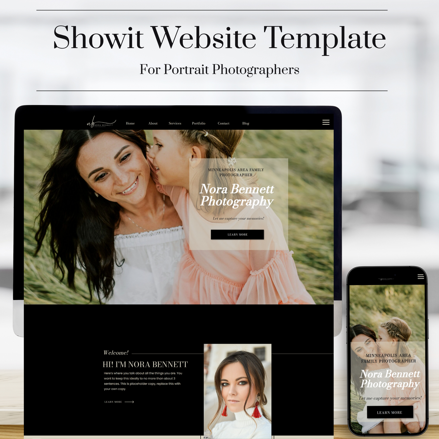 Showit Website Template for Portrait Photographers, Showit Template for Photographers, Showit Portfolio Template, Photography Website