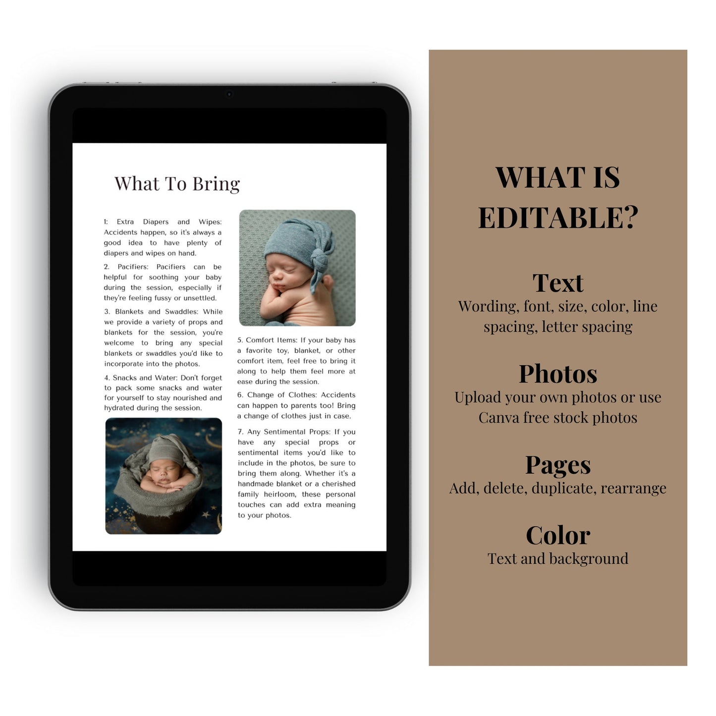 Newborn Session Guide, Newborn Photography Template, Photography Template, Newborn Prep Guide, Newborn Session Preparation, Client Prep