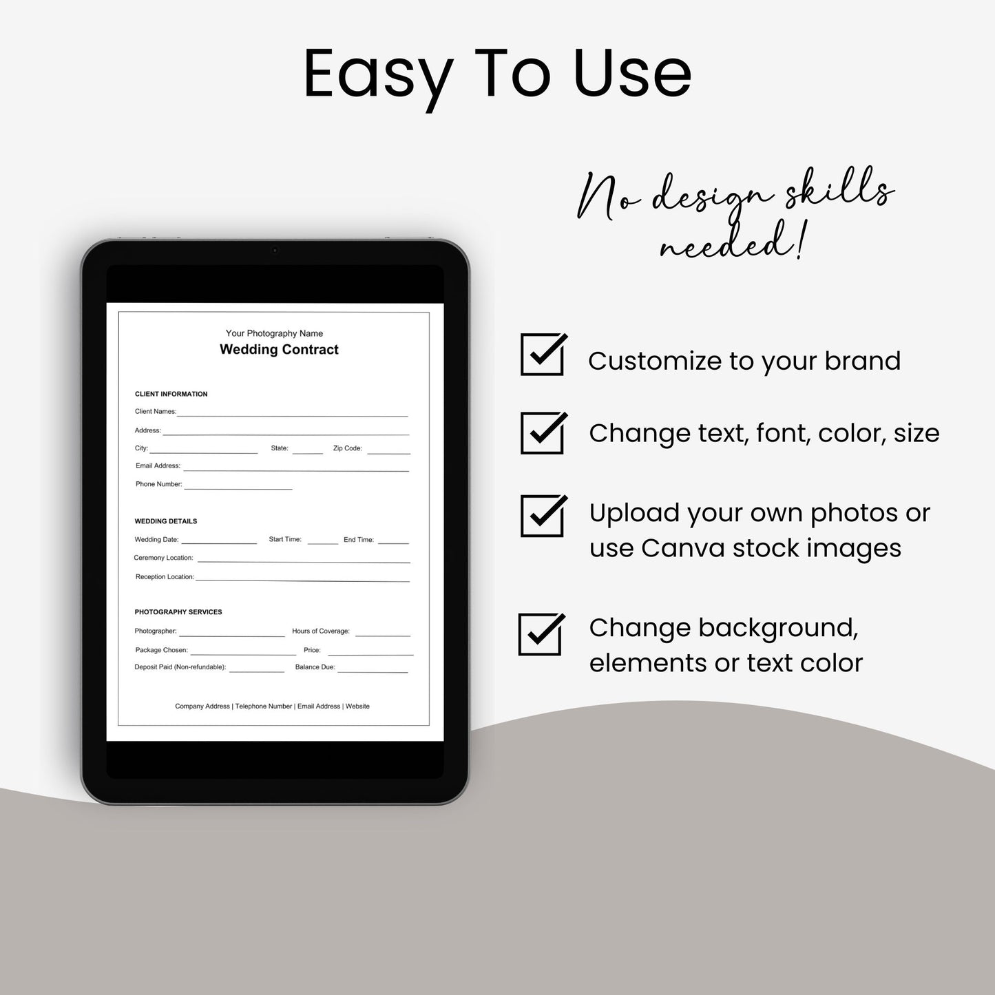 Wedding Photography Contract, Photography Contract Template, Wedding Contract, Photography Forms, Photography Client Contract Template