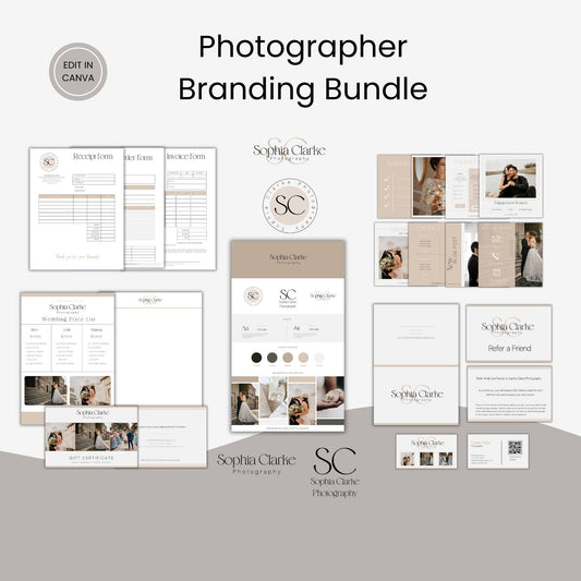 Photography Branding Bundle, Photography Business Templates, Photography Logo, Business Card, Price List, Invoice Form, Branding Kit
