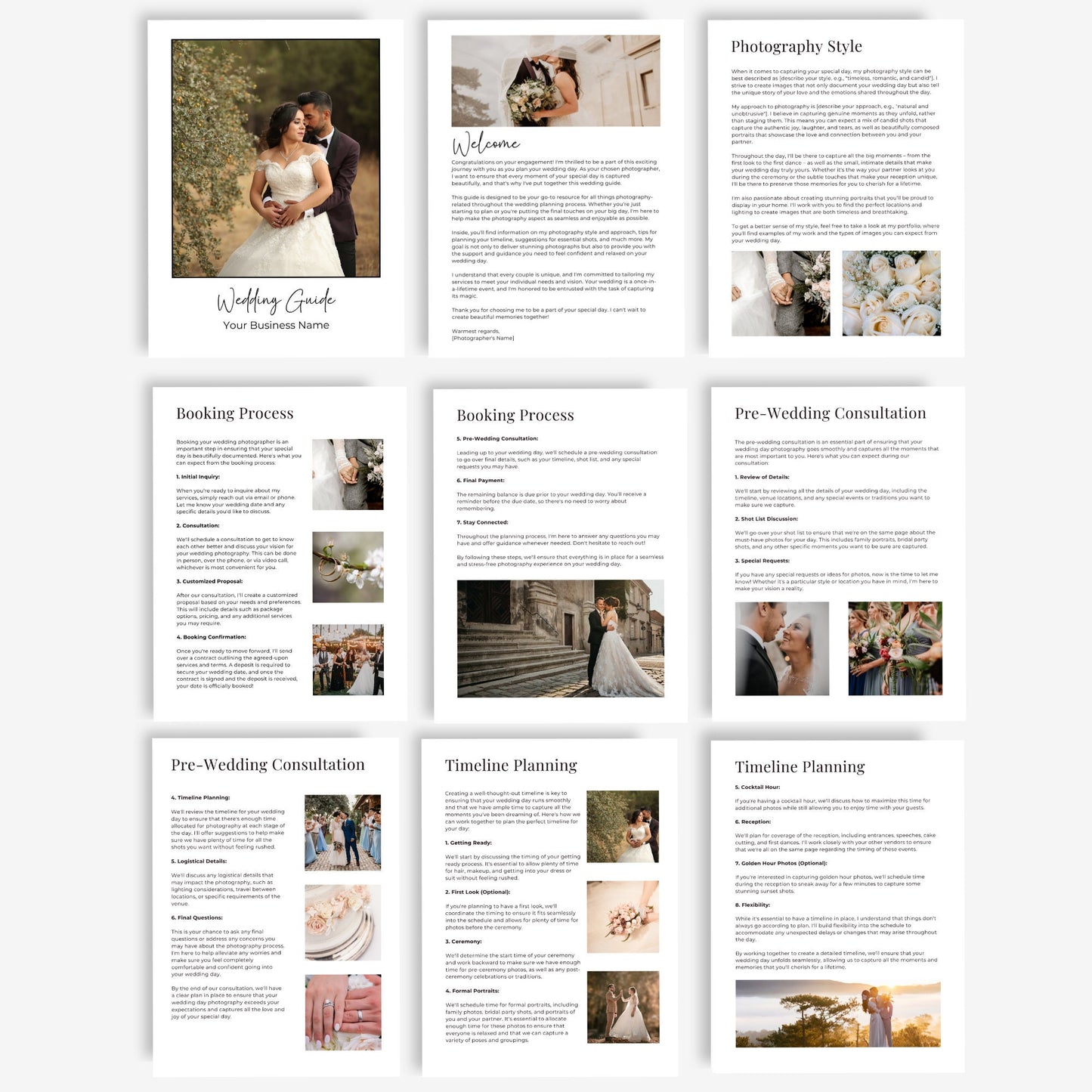Wedding Photography Guide Template, Client Welcome Guide, Photographer Client Guide, Magazine Template, Canva Template