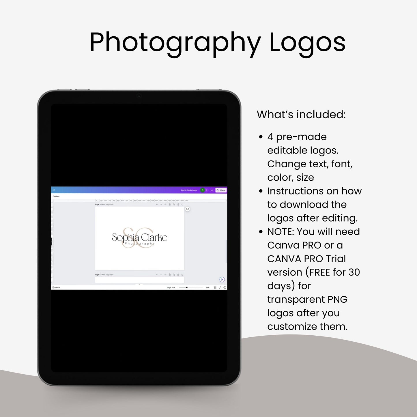 Photographer Logo, Photographer Watermark Design Template, Signature Logo, Watermark Logo, Logo Template, Canva Logo Design Template
