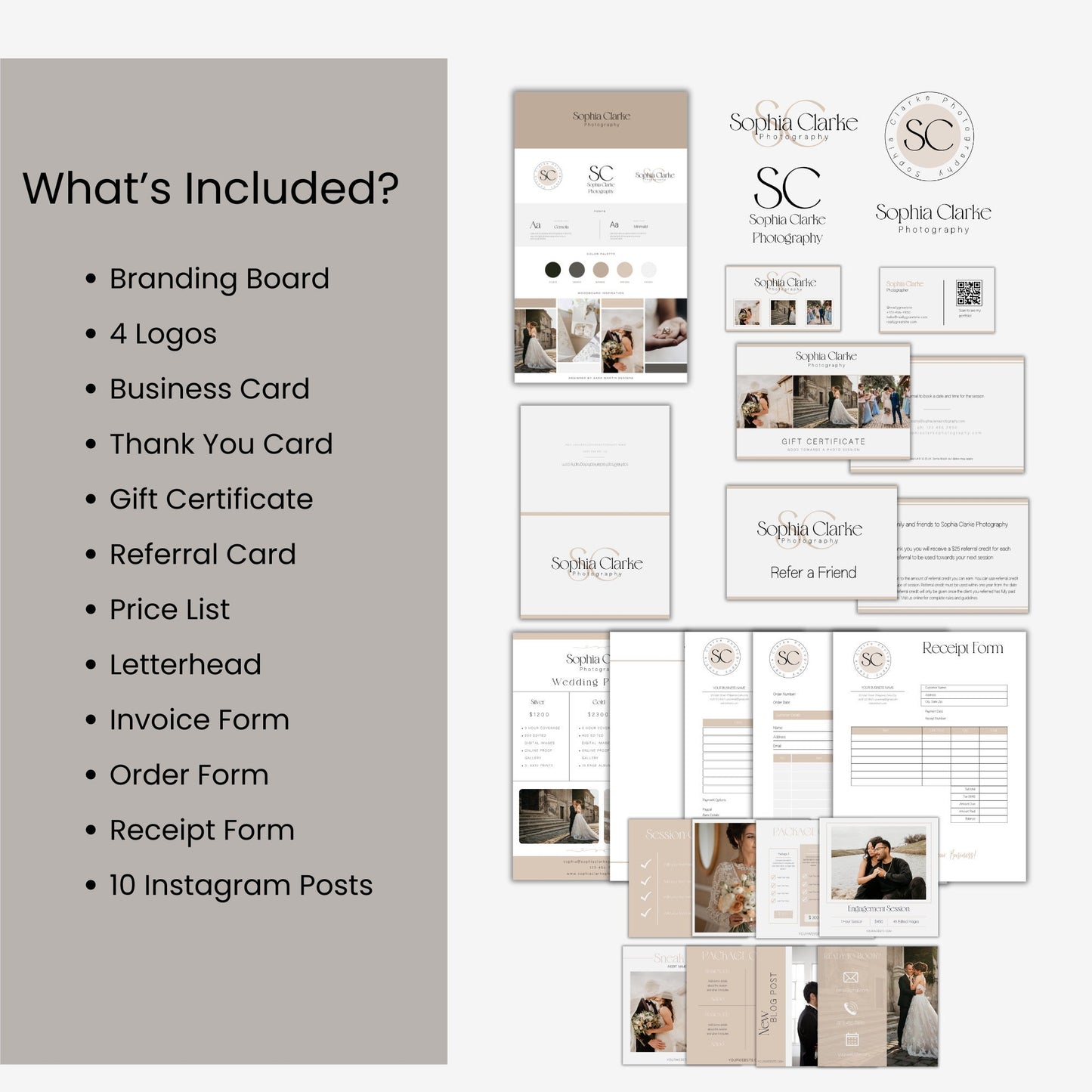 Photography Branding Bundle, Photography Business Templates, Photography Logo, Business Card, Price List, Invoice Form, Branding Kit