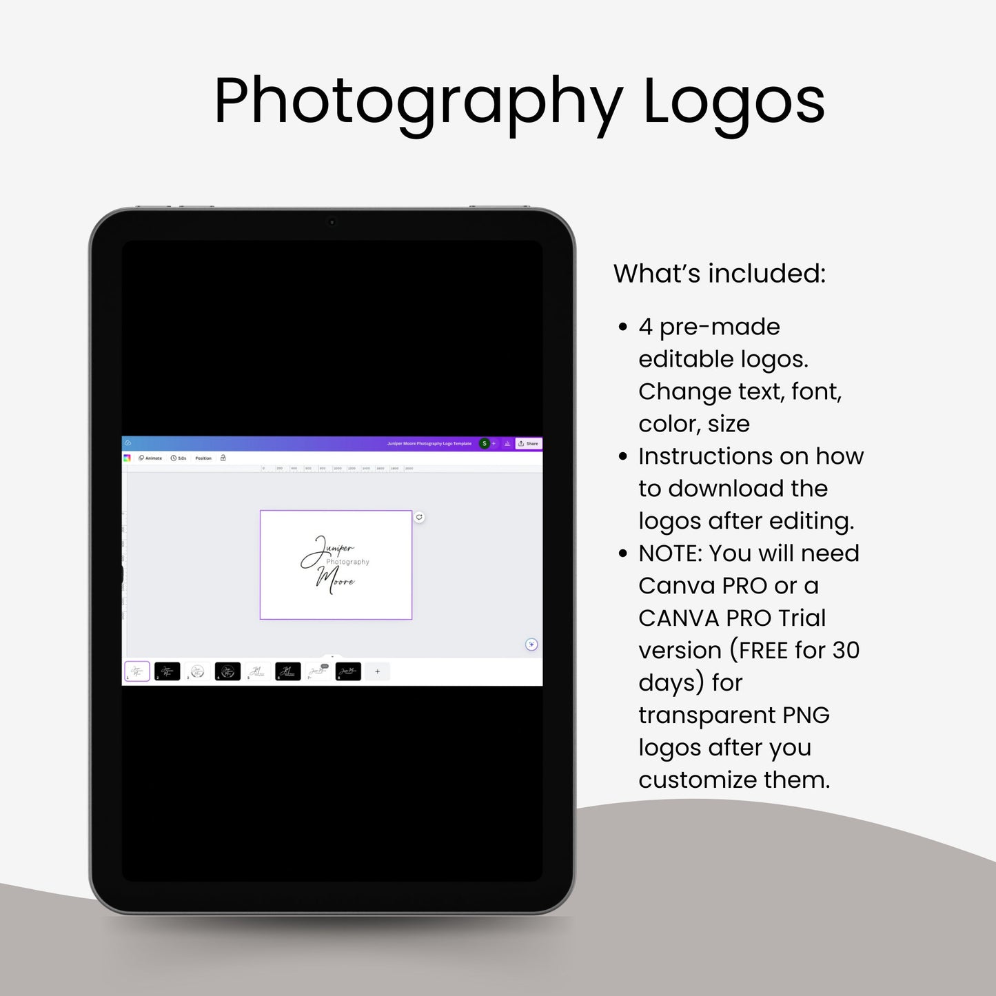 Photographer Logo, Photography Logo, Photographer Watermark Design Template, Signature Logo, Watermark Logo, Canva Logo Design Template